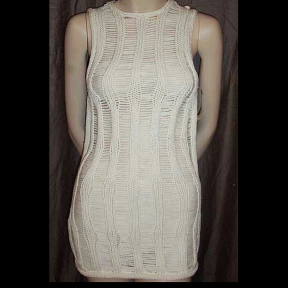 Calvin Klein Collection Cream Peek-A-Boo Knit Top