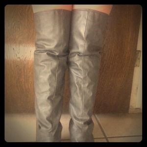 Zara dark grey thigh high boots 👢