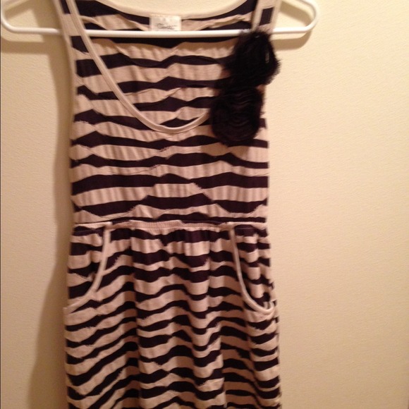 Grey and tan striped dress