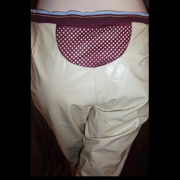 Miu Miu Prada Cream Leather & Mesh Pants 42IT NWOT - Picture 4 of 4