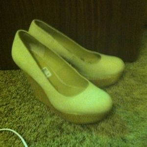 Cream colored wedge heels