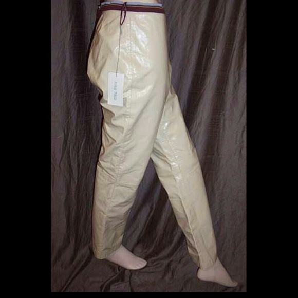 Miu Miu Prada Cream Leather Peek-A-Boo Pants 44IT - Picture 3 of 4