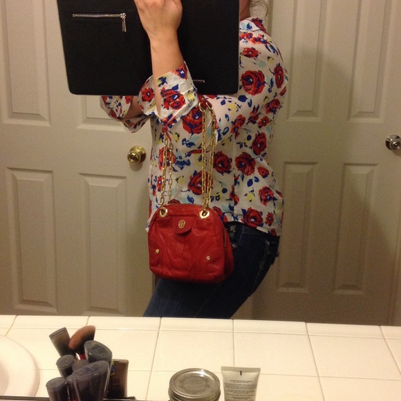 💯Authentic Red Leather Tory Burch & DustBag Keep