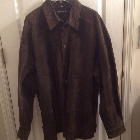 100% leather men's brown shirt/jacket.