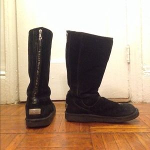 Tall black UGGs with zipper