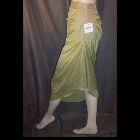 Moschino Green Silk Asymmetric Ruched Skirt 42IT - Picture 2 of 3