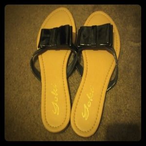 Yoki black bow sandals
