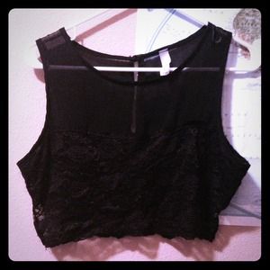 Sheer black lace crop top