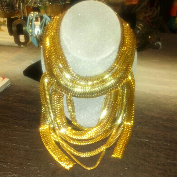 Gold chain multi-layer necklace