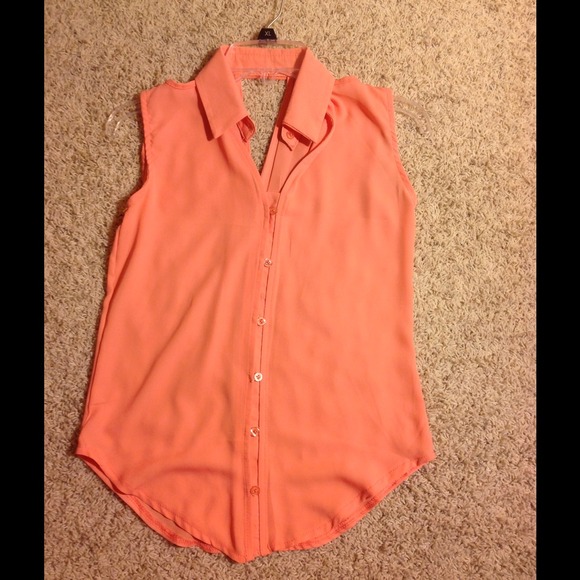 Peach Pink Button-Up with Cut-out