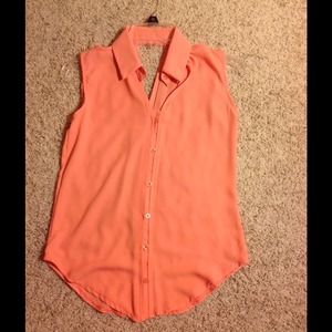 Peach Pink Button-Up with Cut-out
