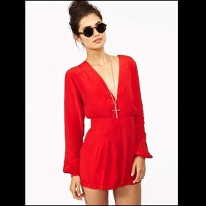 🚫 traded 🚫 Red sheer long sleeve romper Xs