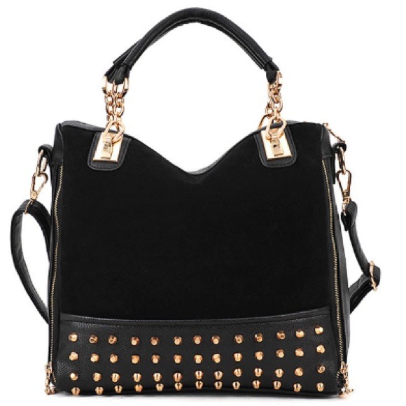 ‼️SOLD‼️🌟STUDED SUEDE MESSENGER BAG🌟 - Picture 2 of 3