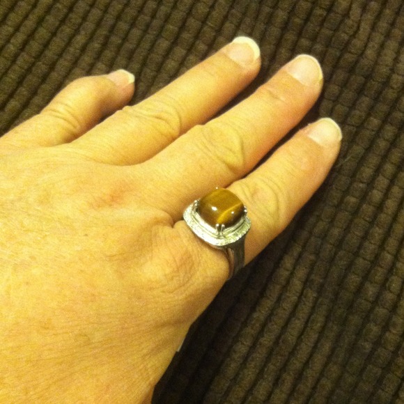 SOUTH AFRICAN TIGERS EYE W/GENUINE DIAMONDS NWT - Picture 3 of 3