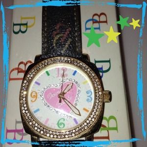 DOONEY & BOURKE BLACK WATCH HEART WITH SWAROVSKI