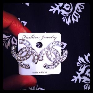 CC rhinestone earrings