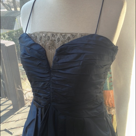 Badgley Mischka midnight blue formal bubble dress - Picture 2 of 4
