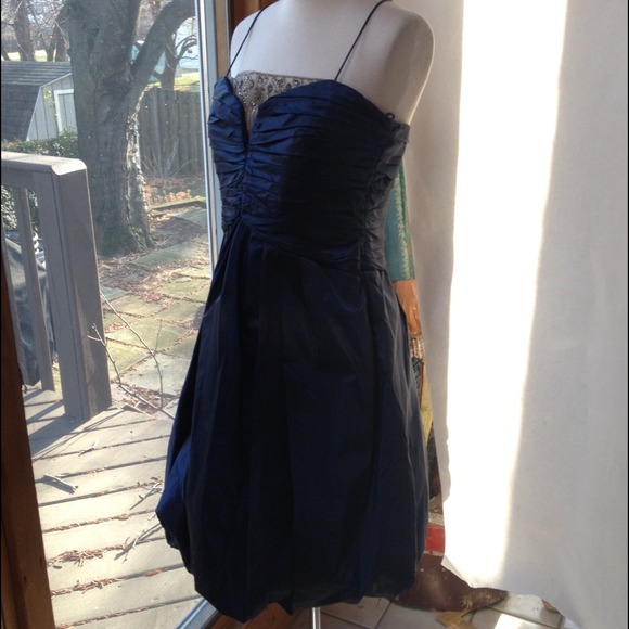 Badgley Mischka midnight blue formal bubble dress - Picture 3 of 4