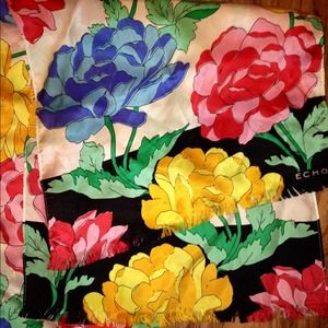 Bright Floral Silk Scarf