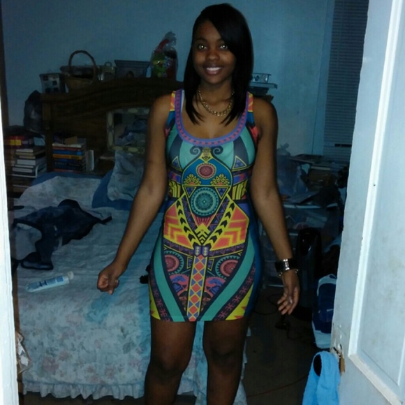 Bodycon tribal print dress