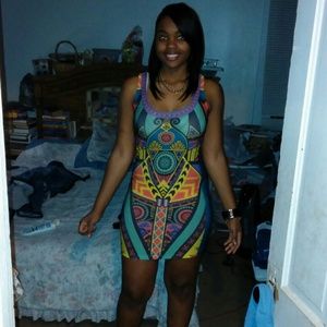 Bodycon tribal print dress