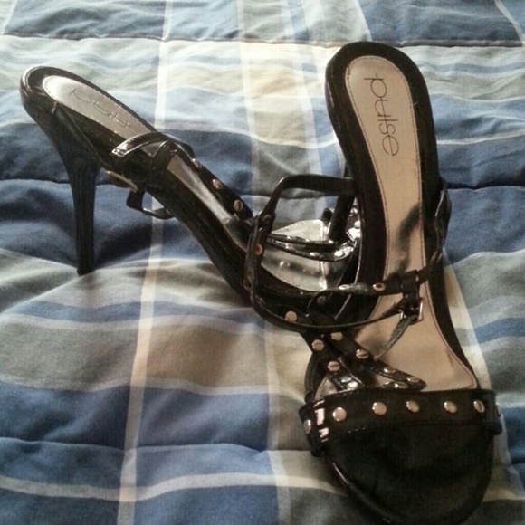 Black studded high heels