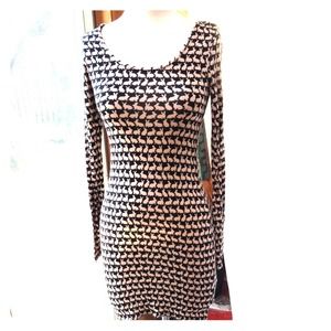 Black and Tan rabbit pattern stretch dress