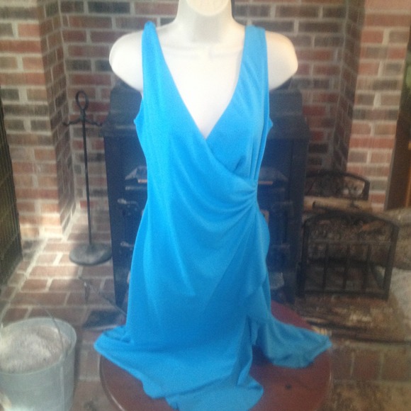 Blue faux wrap dress