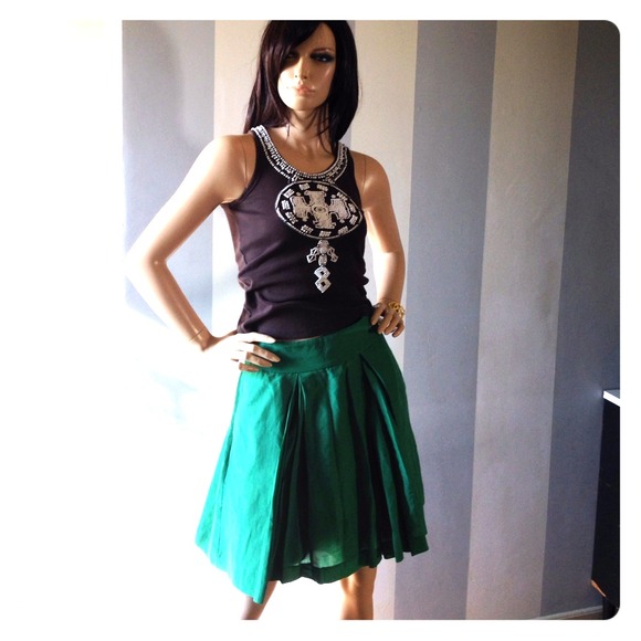 NWOT Banana Republic green cotton & silk skirt