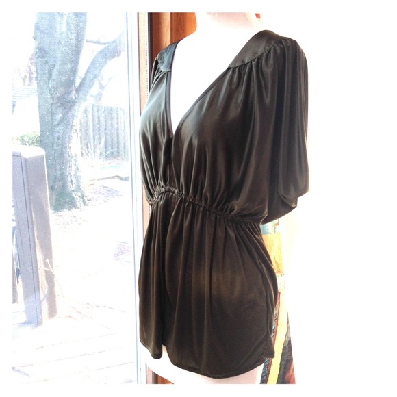 Olive draped formal top - Picture 1 of 3