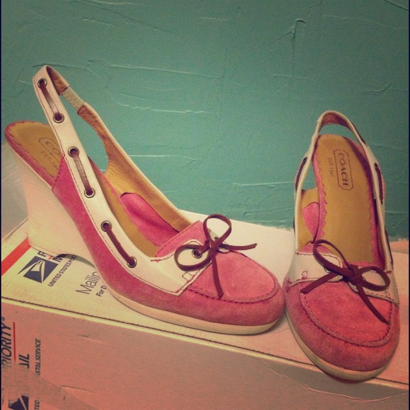 Coach Shoes - REDUCED Preowned Coach Athena Pink Wedges
