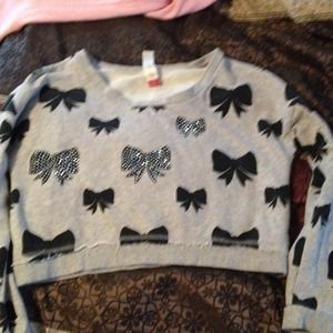 Grey and black crop top with diamonds