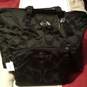 100% authentic black coach packable tote