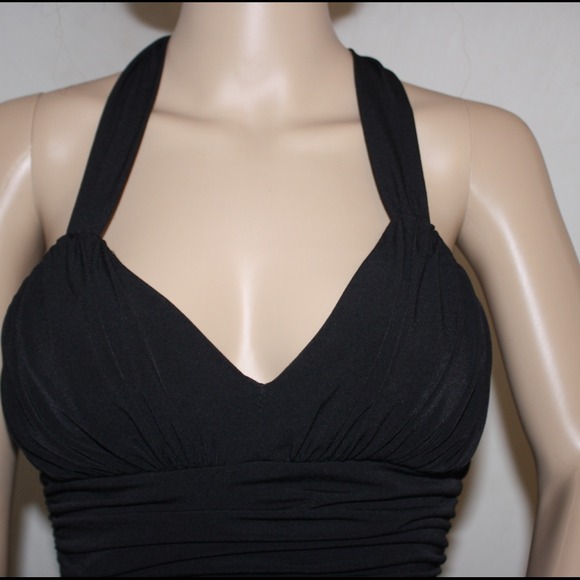 Black and Floral Halter Dress - Picture 2 of 4