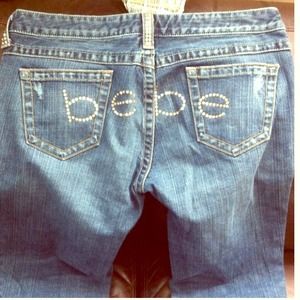 Bebe rhinestone distressed Kayla Jean