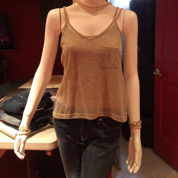 Gold sheer tank cropped by joes