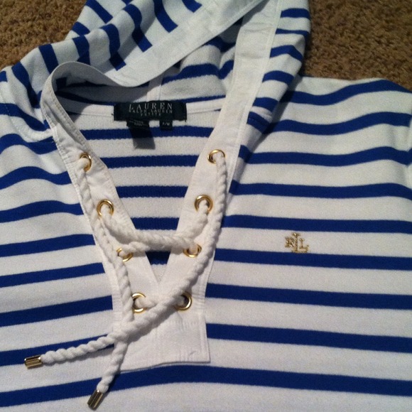 Ralph Lauren striped hooded, cotton pull over. SzM - Picture 2 of 2
