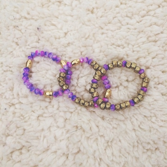 Jewelry - Set of 3 Purple and Pink Beaded Bracelets