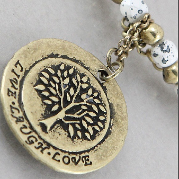 Tree of life brass oxidized white bracelet - Picture 3 of 4
