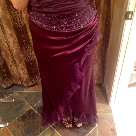 Strapless Long Plum Color Dress - Picture 2 of 3