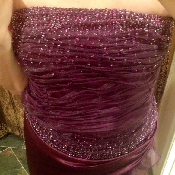 Strapless Long Plum Color Dress - Picture 3 of 3