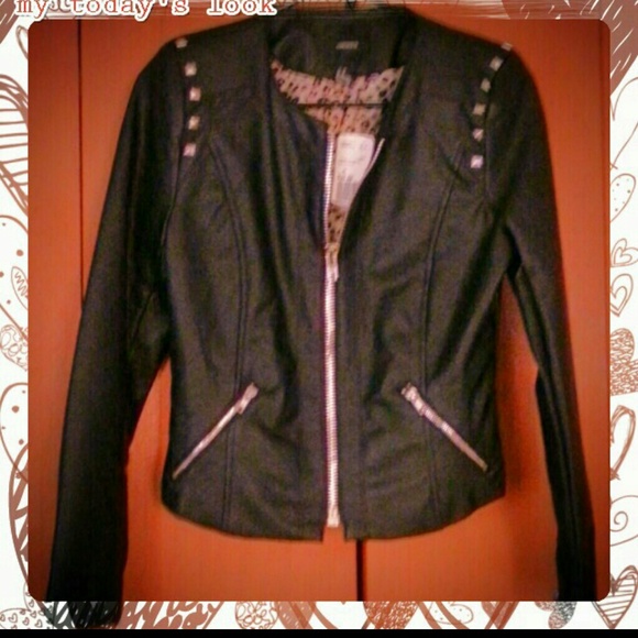 ***Sold***Black Faux Leather Jacket - Picture 1 of 3