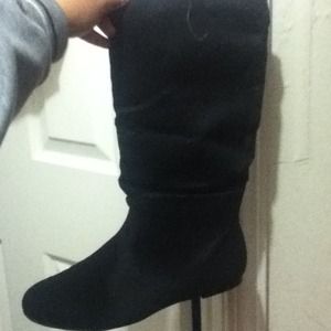 Black suede boots
