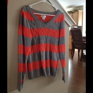 Cute orange and gray stripped sweater