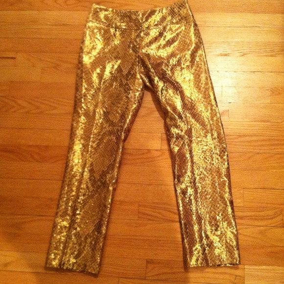 Tracy Reese Gold Faux Snake Skin Capri Pants - Picture 1 of 3