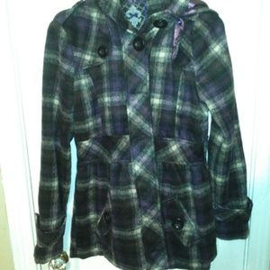 Plaid trench coat