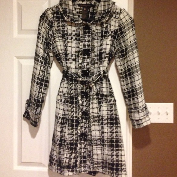 Dressy black and white trench style coat