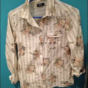 Floral striped button down