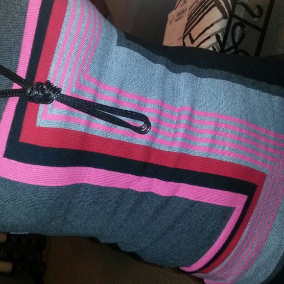 Long Coral and Black Sweater