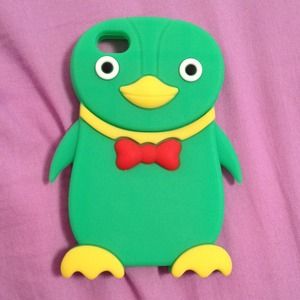 iPhone 4/4s lime green penguin phone case